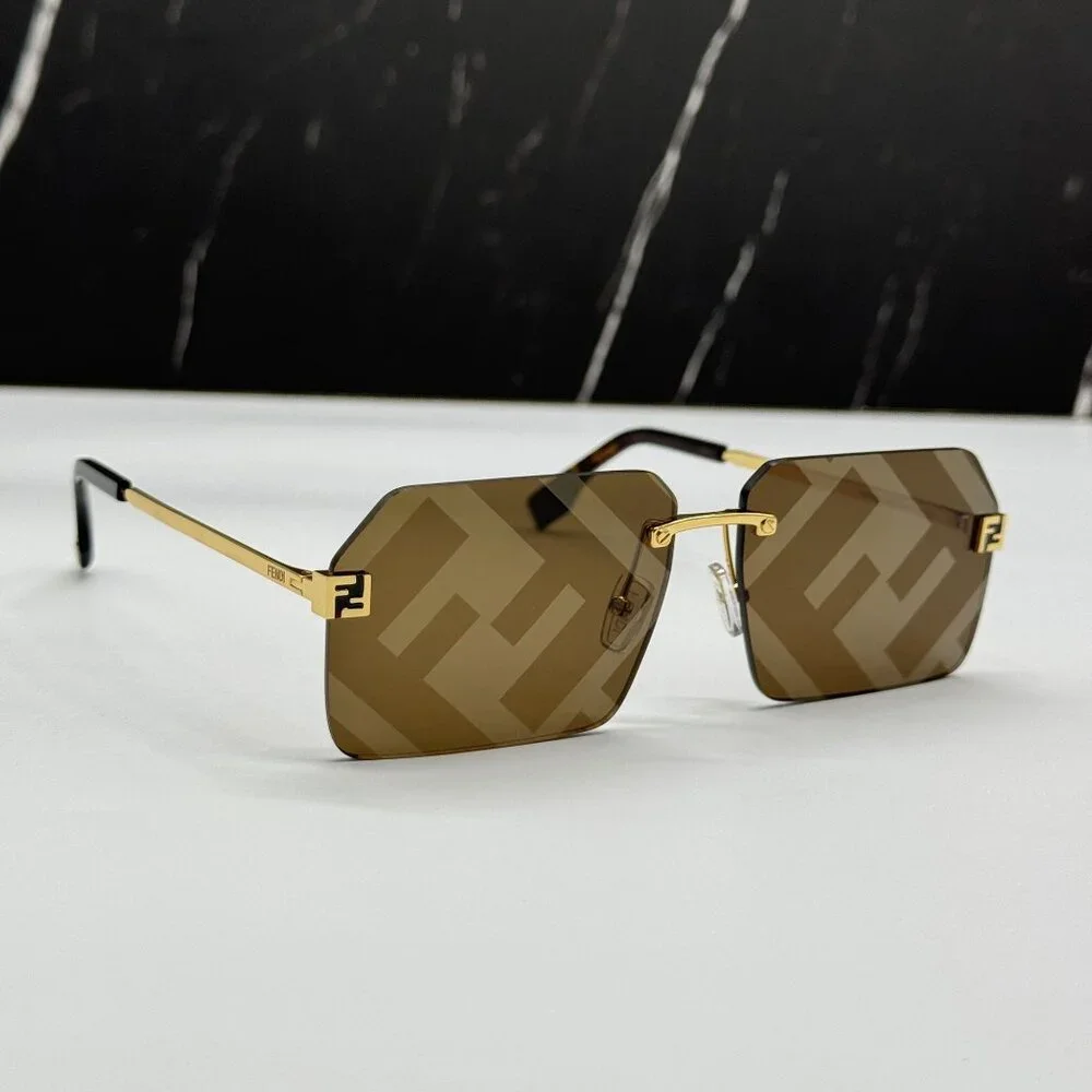 NEW FENDI GOLD BROWN UNISEX SUNGLASSES FENDI FE40043U 33G